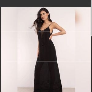 BREEZY DAYS BLACK LACE TRIM MAXI DRESS